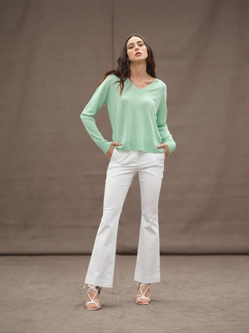 Maglia c/scollo a V White Wise WW28000